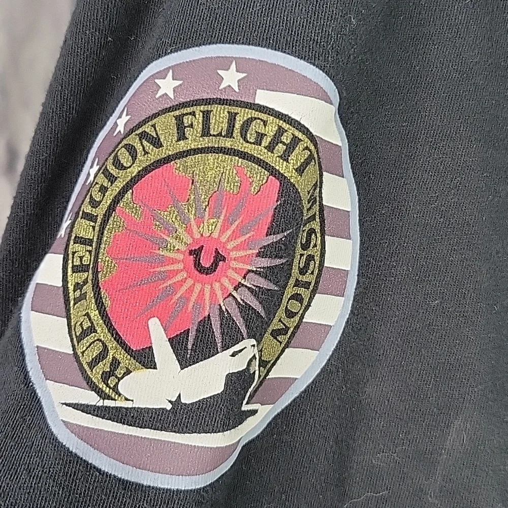 TRUE RELIGION Black Flight Mission Nasa‎ T Shirt Large
